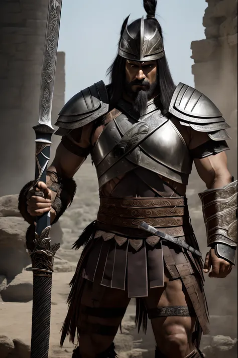 a man in a warrior costume holding a sword and a sword, male warrior, ancient warrior, spartan warrior, concept art of a warrior, picture of an adult male warrior, character from mortal kombat, armoured warrior, roman gladiator, dressed in spartan armour, ...