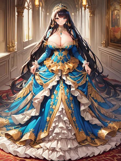 anime artstyle,Masterpiece,(Best Quality), (Super Detail),(Very Delicate and Beautiful),(Solo),((full body portrait)),full body,full body portrait,(detailed face and eyes),jewel-like beautiful eyes,((1 princess in a beautiful embroidery and jeweled rococo ...