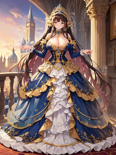 anime artstyle,Masterpiece,(Best Quality), (Super Detail),(Very Delicate and Beautiful),(Solo),((full body portrait)),full body,full body portrait,(detailed face and eyes),jewel-like beautiful eyes,((1 princess in a beautiful embroidery and jeweled rococo ...