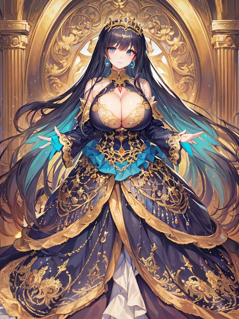 anime artstyle,Masterpiece,(Best Quality), (Super Detail),(Very Delicate and Beautiful),(Solo),((full body portrait)),full body,full body portrait,(detailed face and eyes),jewel-like beautiful eyes,((1 princess in a beautiful embroidery and jeweled rococo ...