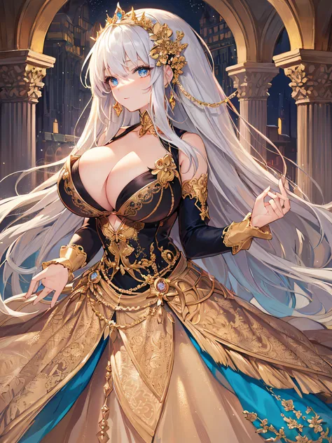 anime artstyle,Masterpiece,(Best Quality), (Super Detail),(Very Delicate and Beautiful),(Solo),((full body portrait)),full body,full body portrait,(detailed face and eyes),jewel-like beautiful eyes,((1 princess in a beautiful embroidery and jeweled rococo ...