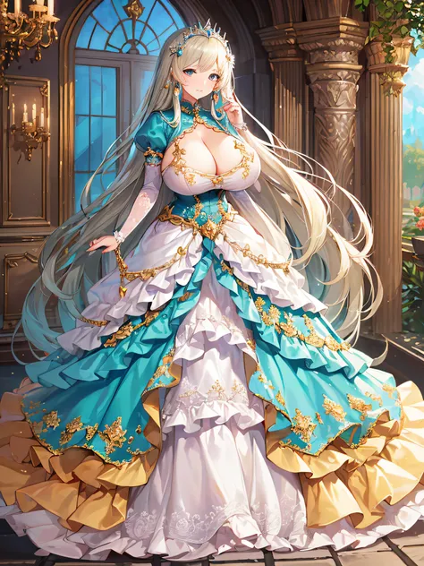 anime artstyle,Masterpiece,(Best Quality), (Super Detail),(Very Delicate and Beautiful),(Solo),((full body portrait)),full body,full body portrait,(detailed face and eyes),jewel-like beautiful eyes,((1 princess in a beautiful embroidery and jeweled rococo ...