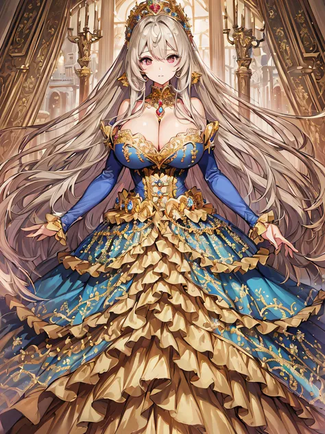 anime artstyle,Masterpiece,(Best Quality), (Super Detail),(Very Delicate and Beautiful),(Solo),((full body portrait)),full body,full body portrait,(detailed face and eyes),jewel-like beautiful eyes,((1 princess in a beautiful embroidery and jeweled rococo ...