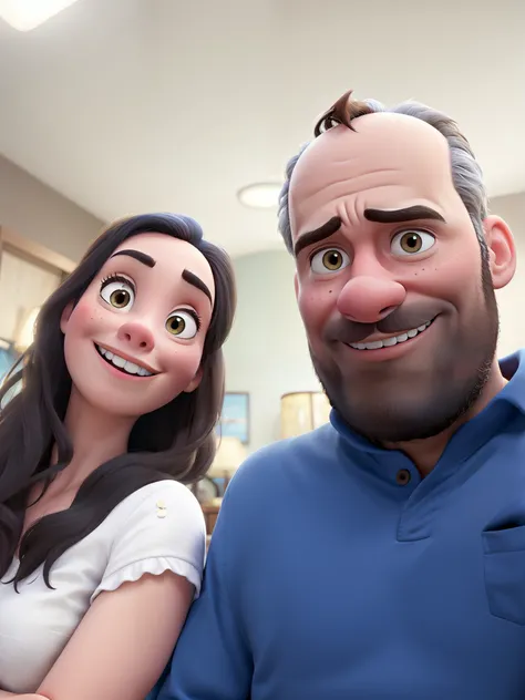 A couple in great quality and definition in the style of Disney pixar