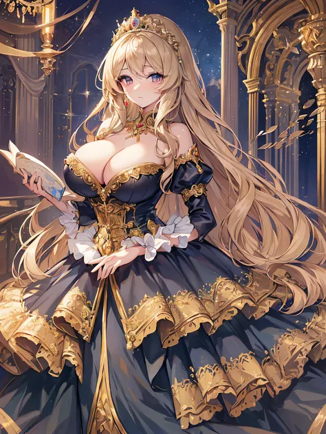 anime artstyle,Masterpiece,(Best Quality), (Super Detail),(Very Delicate and Beautiful),(Solo),((full body portrait)),full body,full body portrait,(detailed face and eyes),jewel-like beautiful eyes,((1 princess in a beautiful embroidery and jeweled rococo ...