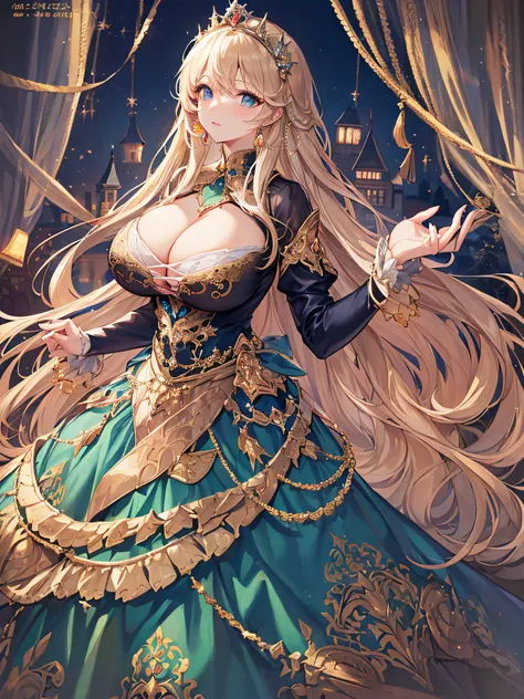 anime artstyle,Masterpiece,(Best Quality), (Super Detail),(Very Delicate and Beautiful),(Solo),((full body portrait)),full body,full body portrait,(detailed face and eyes),jewel-like beautiful eyes,((1 princess in a beautiful embroidery and jeweled rococo ...