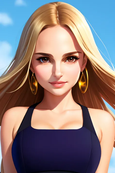 uo,flat vector art,girl, beautiful anime style girl,15 age,Natalie Portman,smiling,Blonde flat color, wide angle, clean detailed faces, intracate clothing, analogous colors, glowing shadows, beautiful gradient, depth of field, clean image, high quality, hi...