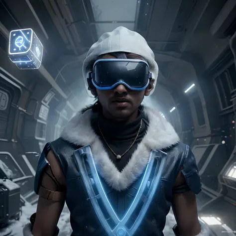 8k , Indian Boy wearing futuristic mask and Futuristic VR, Winter Cap, Ready Player One Theme