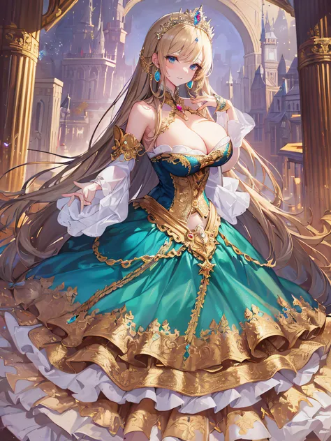 anime artstyle,Masterpiece,(Best Quality), (Super Detail),(Very Delicate and Beautiful),(Solo),((full body portrait)),full body,full body portrait,(detailed face and eyes),jewel-like beautiful eyes,((1 princess in a beautiful embroidery and jeweled rococo ...