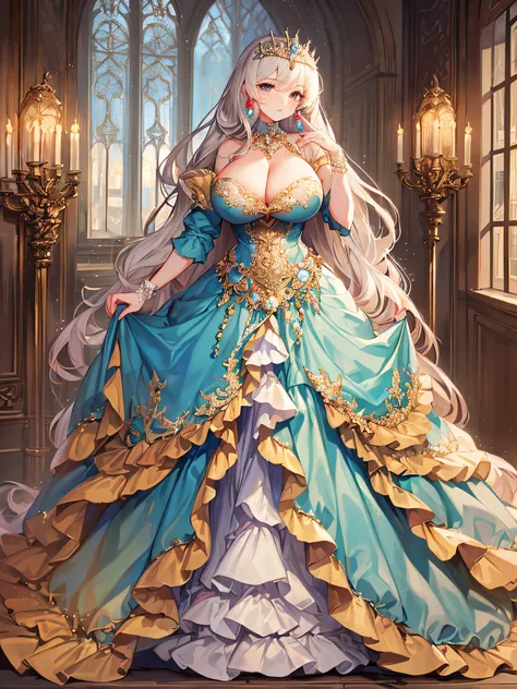 anime artstyle,Masterpiece,(Best Quality), (Super Detail),(Very Delicate and Beautiful),(Solo),((full body portrait)),full body,full body portrait,(detailed face and eyes),jewel-like beautiful eyes,((1 princess in a beautiful embroidery and jeweled rococo ...