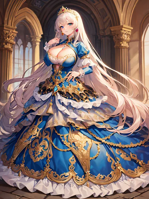 anime artstyle,Masterpiece,(Best Quality), (Super Detail),(Very Delicate and Beautiful),(Solo),((full body portrait)),full body,full body portrait,(detailed face and eyes),jewel-like beautiful eyes,((1 princess in a beautiful embroidery and jeweled rococo ...