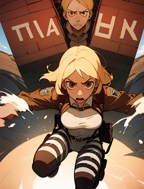 Attack on Titan, blonde, hair, female, brown eyes