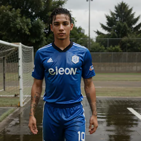 Brandon Figueroa in wet soccer kit