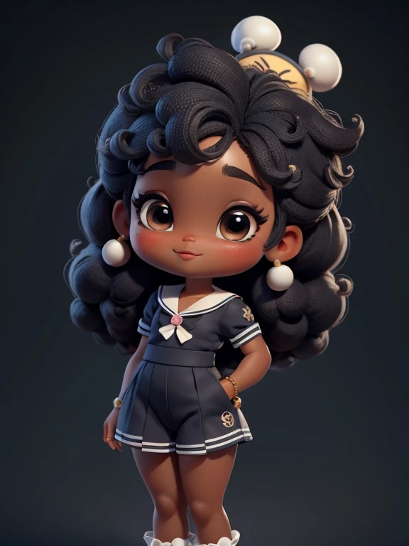 Create a Series of Cute Afro Dolls, Baby Afro Chibi Style with a Cute Sailor Theme, each with lots of detail and in an 8K resolution. All dolls should follow the same solid background pattern and be complete in the image, mostrando o (corpo inteiro, inclui...