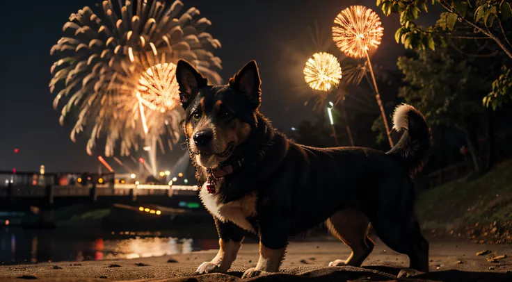 dog in the feuerwerk ,UHD,,Bitte Seit Vorsichtig,