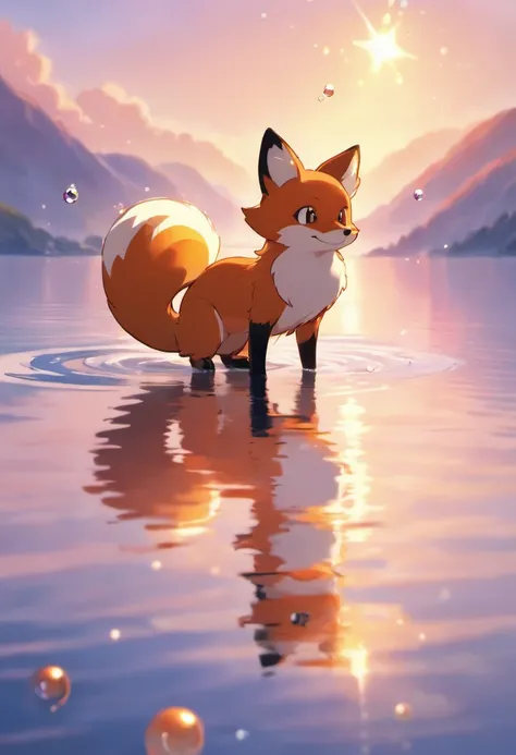 A touching scene of a fiery red fox making a wish on the shore of a tranquil lake in ultra-high-definition 3D. That Red Fox, Beautifully rendered down to the smallest detail, You can see the bubbles being gently blown into the lava, Each has a hopeful desi...