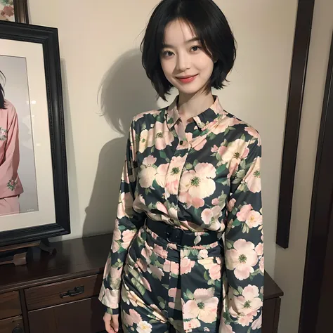 93
(a 20 yo woman,is standing), (a hyper-realistic), (masutepiece), ((short-hair:1.46)), (smooth black hair), wear long pants, (...