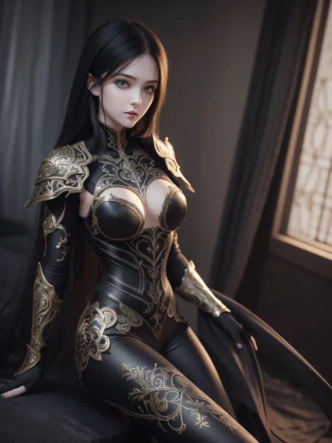 (highest quality))), ((masterpiece)), ((intricate details)), 32k, Sharpness, Highly detailed CG, Perfect artwork, detailed and detailed details, Fantastic art, Fantasy work, dark atmosphere:1.8, Spooky, Perfect female figure, ((Early 20s female)), Leg line...