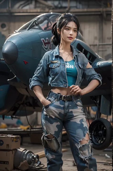 ((best quality)), ((masterpiece)), (detailed),a girl,solo,small head,small face,slim,thin,slender legs,mesmerizing and alluring female mechanic covered in grease,Confident smile
， (Dirty and rugged charm:1.2), (tough and confident demeanor:1.1), (mechanica...