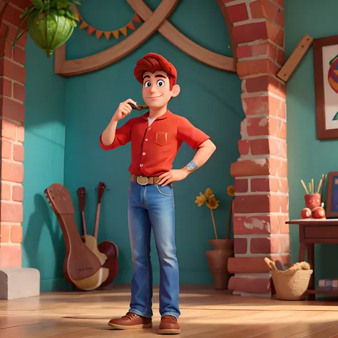 Um homem moreno estilo Disney pixar, alta qualidade e melhor qualidade