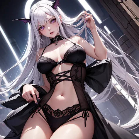 1 menina, succubus, Castlevania, cabelo vermelho, ruiva, asas de morcego, asas grandes, grandes asas de morcego Castlevania, 30 anos, espartilho preto, look of malice, olhar sensual, corpo exposto, mostrando o corpo nsfw, de costas, lingerie sensual, dinam...