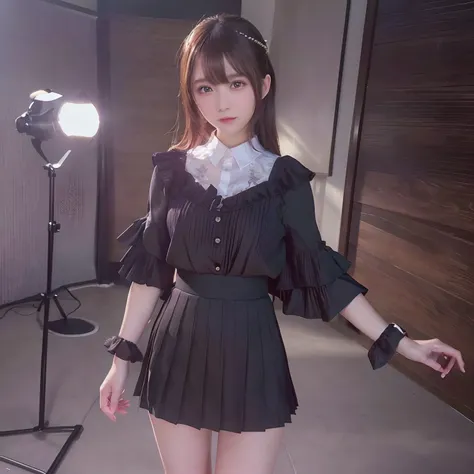 (Best Quality,4K,8K,hight resolution,masutepiece:1.2),Ultra-detailed,(Realistic,Photorealistic,Photorealsitic:1.37),cute-style,Pleated skirt,Dribbling High Detail 8K,Studio Lighting - V 6