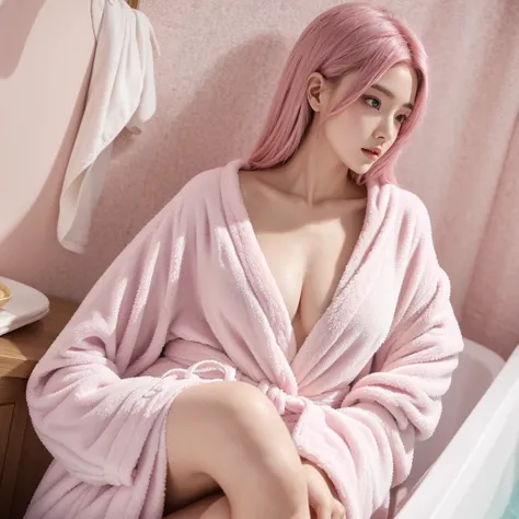 tmasterpiece，Need，bath robe，moisty，Raised sexy，Pink hair，exteriors，MagazineCover