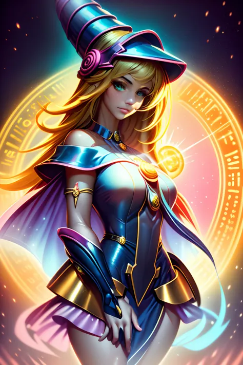 ((La mejor calidad)), ((Obra maestra)), ((realista)), retrato, dark magician gils.
1girl, celestial, Deidad, diosa, light particles, halo, Mirando al espectador,
(bioluminiscente:0.95), Vibrante, Colorido, Color, (resplandeciente, resplandecer),
(beautiful...