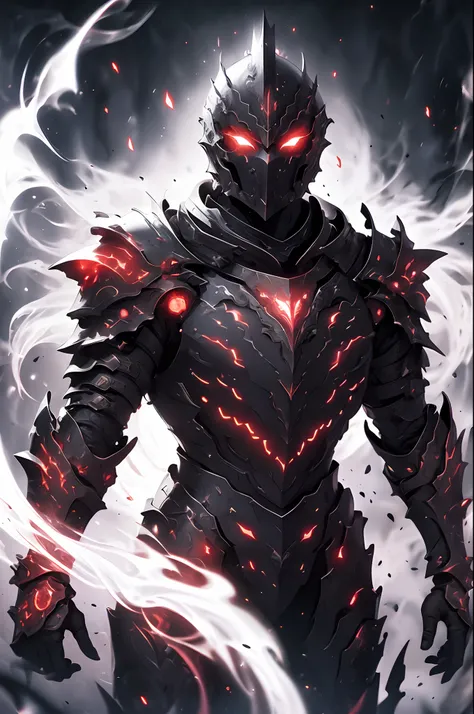 ((best quality, 8k, masterpiece)), 1 fallen cosmic knight, black armor, cloak of shadows, glowing red eyes, ethereal body, malev...