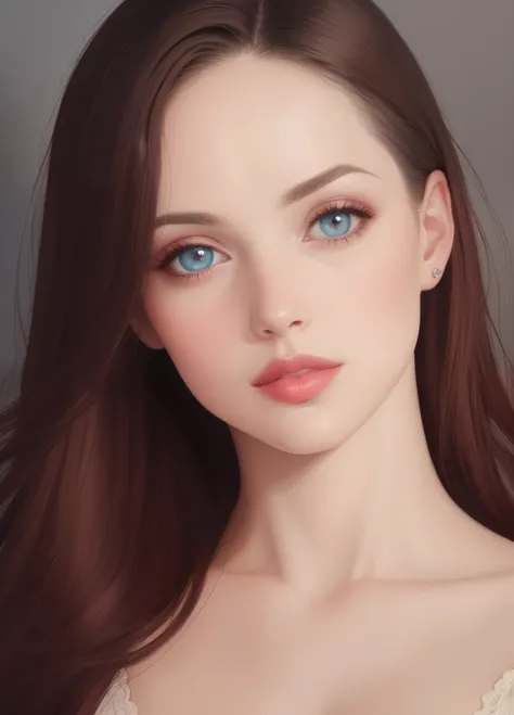 1girl,  retrato, oil painting, moderno, Realistic proportions, lush lips, olhos azuis, cabelo bonito, beautiful face, symmetrical face, symmetric eyes, dynamic pose, intrincado, detalhes intrincados, foco nítido