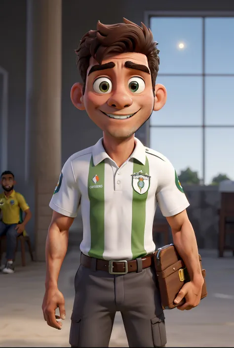 Obra-prima, de melhor qualidade, um garoto com o uniforme do santos futebol clube, with a Bible in His hand, cabelo meio encaracolado, barba baixa e Jesus com ele