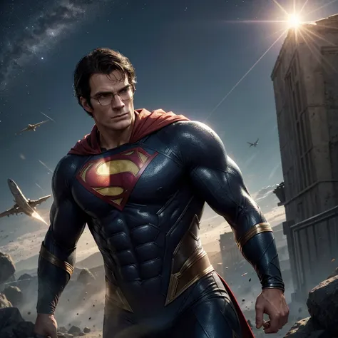 over-Tortoise Man，super heroes，Clark kent，Kael，Henry Cavill，Broken cloak，Immaculate，divino，strong，powerful，Majesty，Handsome，goodness，space，flight，suns，ray of lights，byself，Proportional coordination，Limb correct，The screen is centered