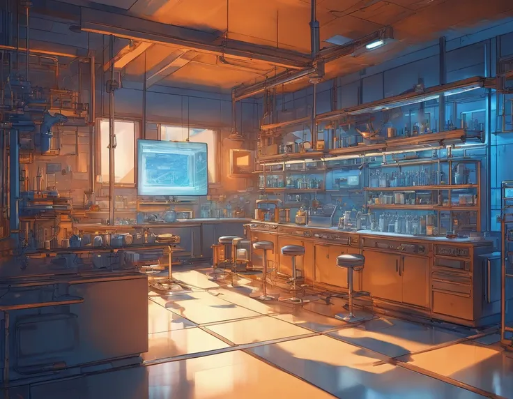 Imagine an isometric view of a hyper-realistic meth lab, brimming with micro-details. Dive into the scenes intricacies, depicting the machinery with precision, from chemical apparatus to industrial equipment. Showcase the environment bathed in the glow of ...