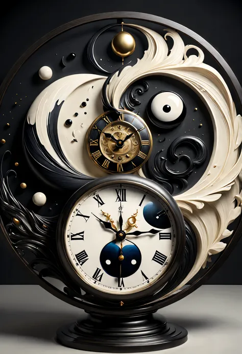 (best quality,4k,8k,highres,masterpiece:1.2),ultra-detailed,(realistic,photorealistic,photo-realistic:1.37),clock,surrealism,con...