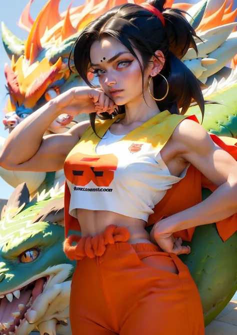 Mulher maravilha usando a roupa do Goku