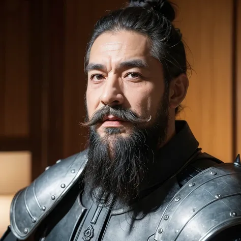 1boy, armor, beard, facial_hair, looking_at_viewer, male_focus, mustache, old, old_man, signature, solo, topknot, upper_body, wrinkled_skin,best qualityer,超高分辨率,Complicated details,8K分辨率,Good balance,physically-based renderingt,The effect of the camera,pro...