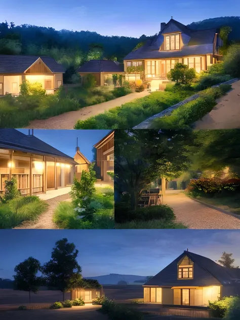 Countryside scenery at night seen from the mansion