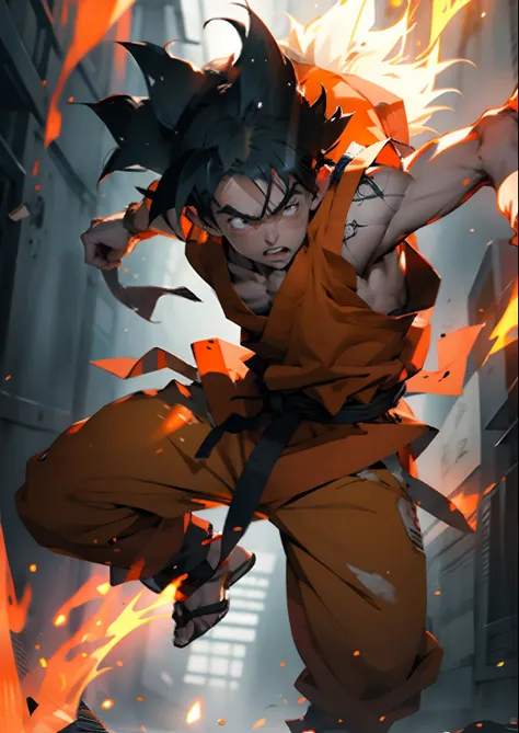 Goku usando roupas de Naruto