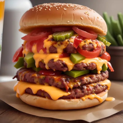 extra pickle and pepperoni cheeseburger