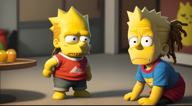 Bart Simpson with dreads and lean realistic