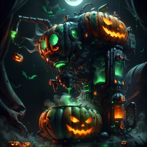 halloween tech , scifi,  supernatural green, scary,
coffee machine