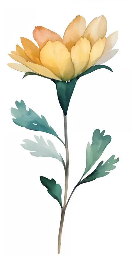 beautiful flower illustration with green leave on white background masterpiece art and beautiful design watercolor illustration, decent color, elegant flower