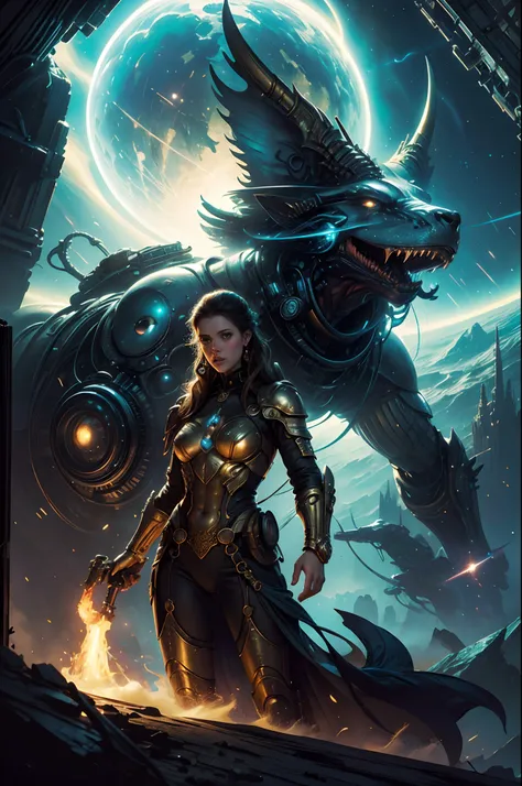 future city, universe, technology, magic,  boris vallejo and tom bagshaw, prophet graphic novel, cosmic artifacts, inspired by e...