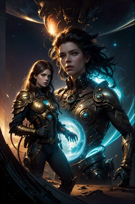 future city, universe, technology, magic, boris vallejo and tom bagshaw, prophet graphic novel, cosmic artifacts, inspired by ea...