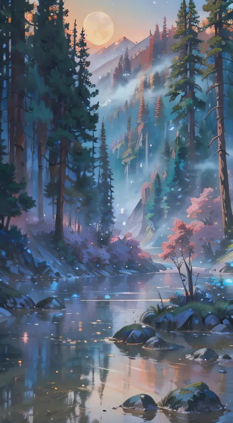 There are two rabbits sitting on rocks close to bodies of water, A beautiful artwork illustration, anime beautiful peace scene, 4 k hd wallpaper illustration, a forest with bunnies, Beautiful art UHD 4 K, Anime fantasy illustration, 4 k hd illustrative wal...