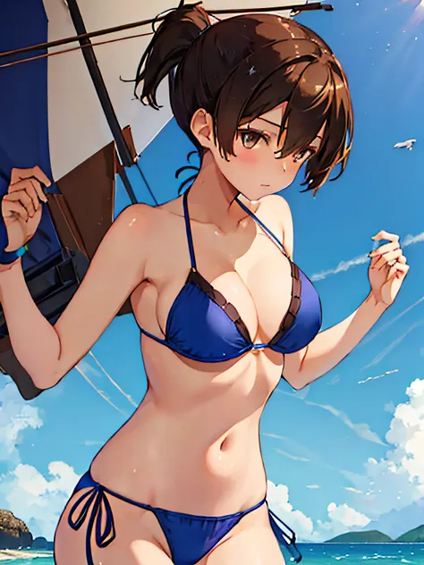 beautiful illustration、top-quality、kaga_kantaicollection
brown_hair, side_ponytail, brown_eyes, short_hair, breasts, long_hair、b...