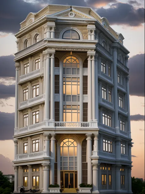 raw photo multistory building, neo - classical style, realistic building (super detailed), high quality architectural art, ) ,85...