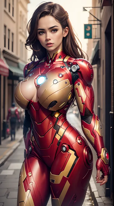 big breast woman camouflage naked muscles (iron man costume)