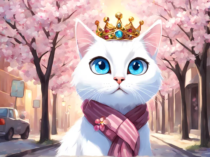 cute cartoon, cutecartoonaf, (cute cartoon style:1.3), (solo:1.3), adorable white ((cat)) (vivid big eyes) ((((looking at the vi...