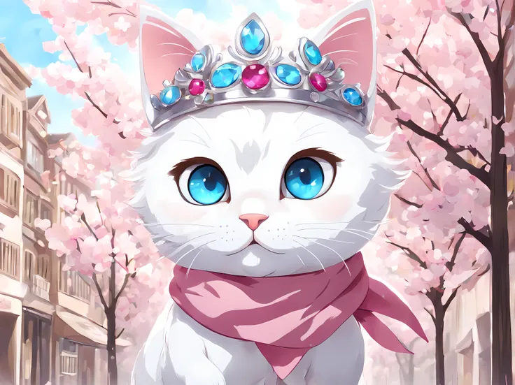 cute cartoon, cutecartoonaf, (cute cartoon style:1.3), (front view:1.3), (solo:1.3), adorable white ((cat)) (vivid big eyes) (((...